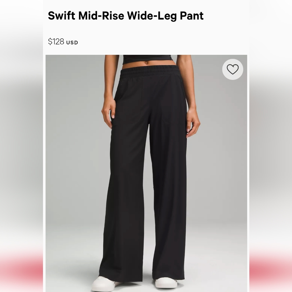 Lululemon Swift Mid-Rise Wide-Leg Pant in black